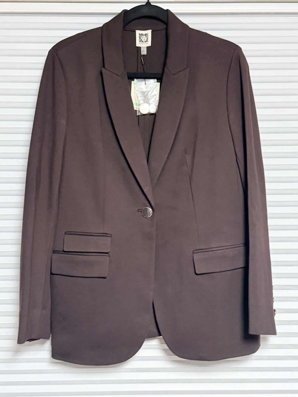 Anne Klein Chocolate Brown Single-Button Blazer